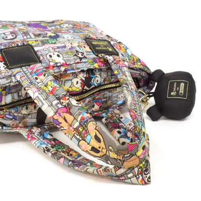 Tokidoki Le SportSac Tote Bag Gold Fittings Zip Multicolor with Cat Charm