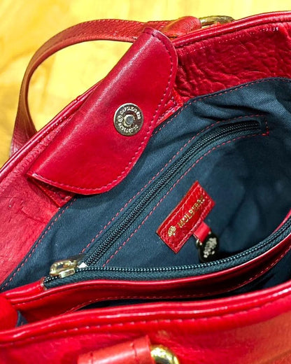 Vintage Mulberry Leather Shoulder Tote Belted Bag RED 30 x 35 x 11cm