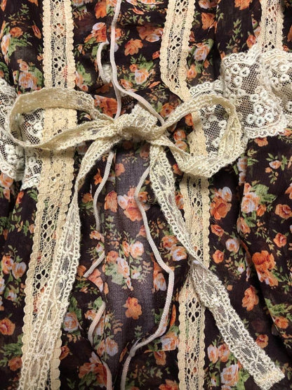 LIZ LISA doll Floral tunic Ruffle cardigan Lace Brown￼