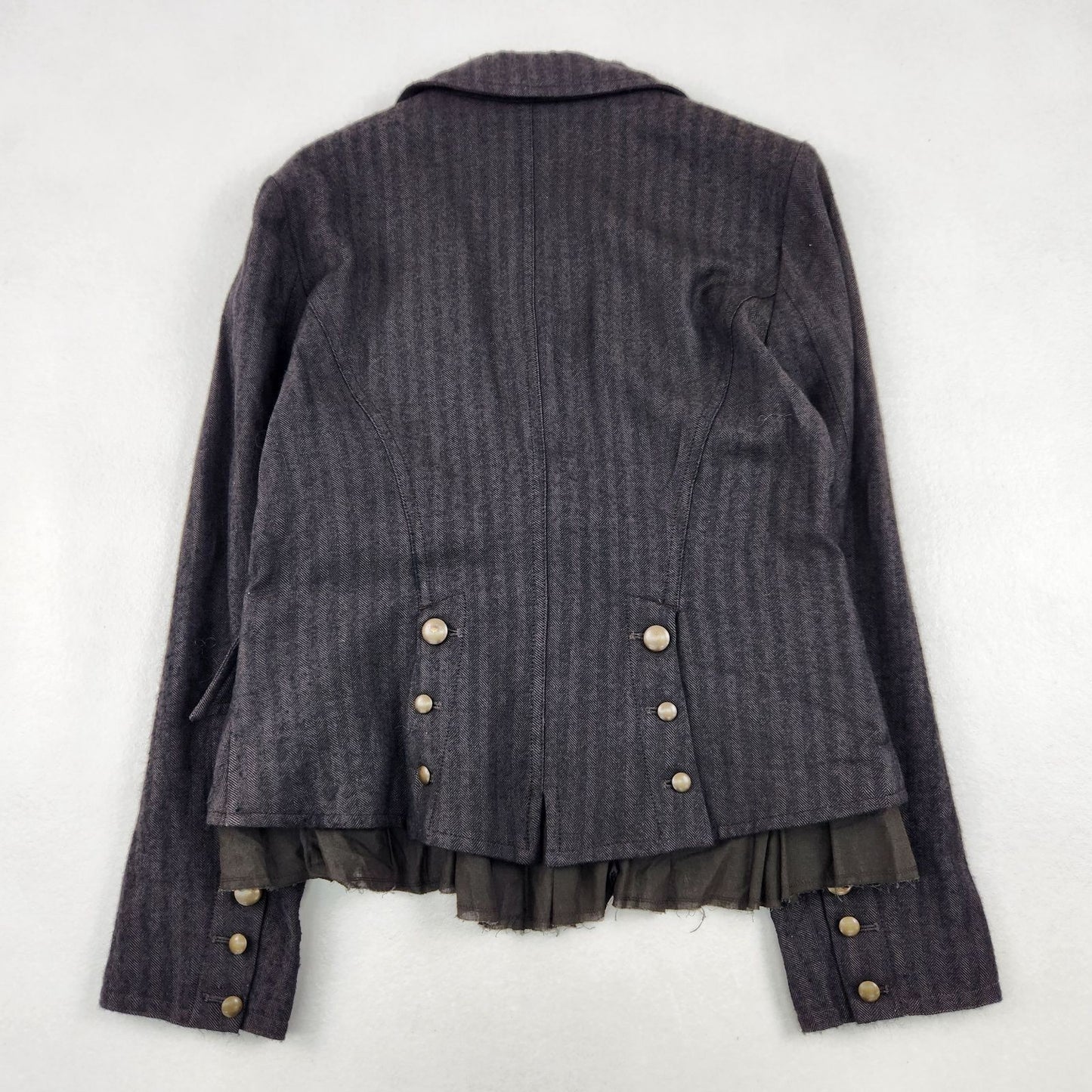 KENZO Vintage Herringbone Suit Set Brown France Wool Linen L
