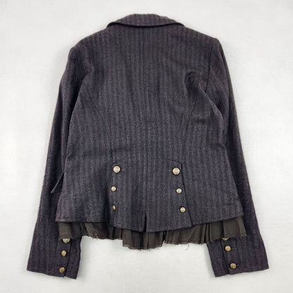 KENZO Vintage Herringbone Suit Set Brown France Wool Linen L