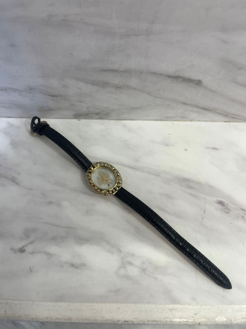 Vivienne Westwood Wirstwatch Gold Rococo Case Black Leather Band from Japan