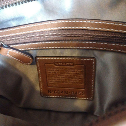 COACH signature pattern fringe shoulder bag beige 10a
