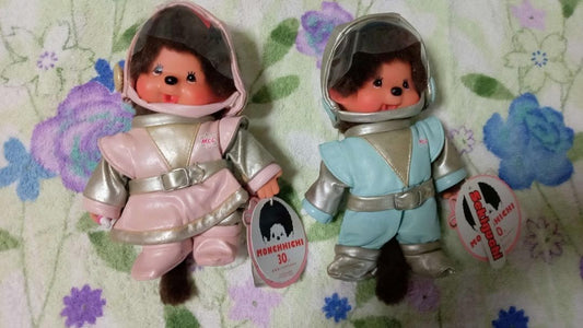 Rare Monchhichi 30th Anniversary Space Suit Boy Girl Set Sekiguchi Deterioration