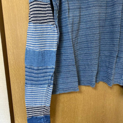 KAPITAL Border Indigo Patchwork Long Sleeve T-Shirt Size S (2)