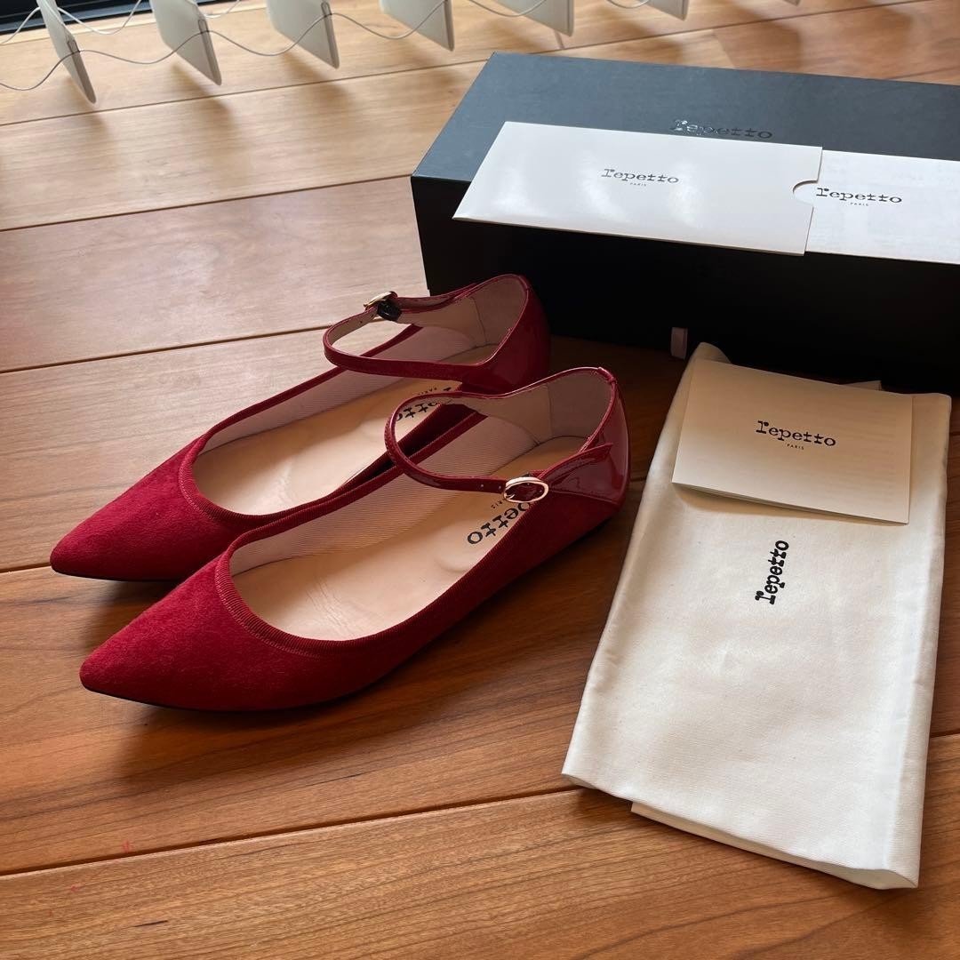 Rare Repetto Clemence Red Patent Leather Ballet Flats Size 38