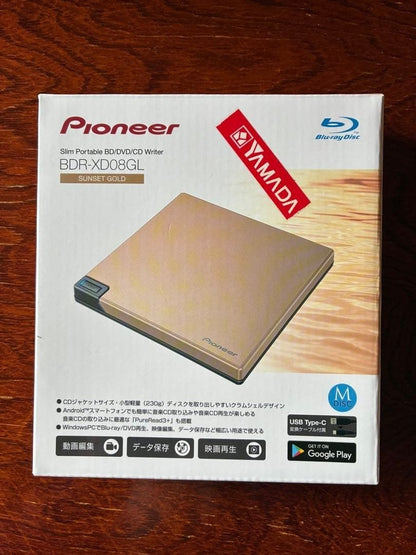 Pioneer BDR-XD08GL Portable Blu-ray Drive Gold USB Type-C Rare Japan Used