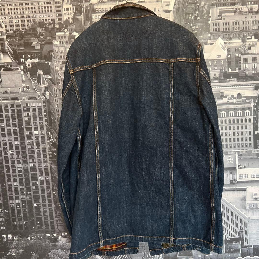 Nudie Jeans Co Indigo Denim Jacket with Check Lining Size M