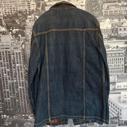 Nudie Jeans Co Indigo Denim Jacket with Check Lining Size M