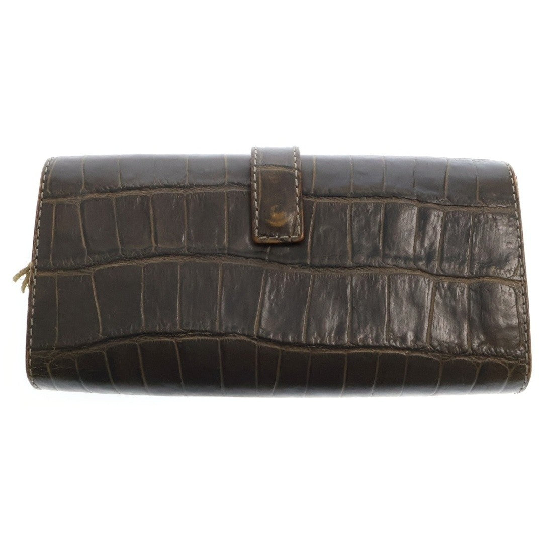 Felisi Felige Embossed Leather Long Wallet Brown Used f677ae63bc0daad1548d11057a