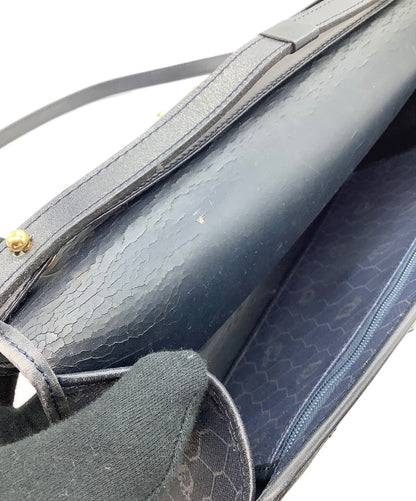 Dior Honeycomb Shoulder Crossbody Bag Navy Canvas Leather Vintage Authentic