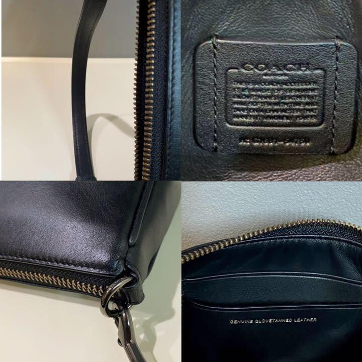 OLD Coach Handbag Pouch Leather Black Authentic from JAPAN