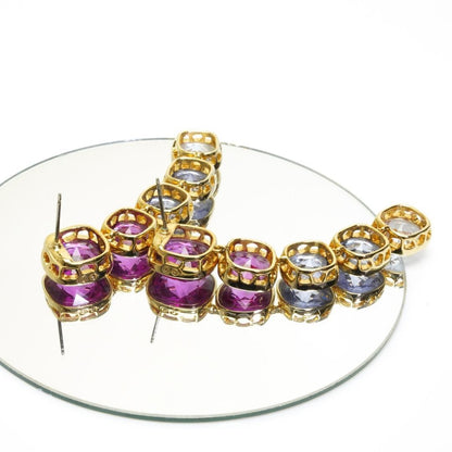 Swarovski NightTime Fuchsia Earrings Silvertone Used