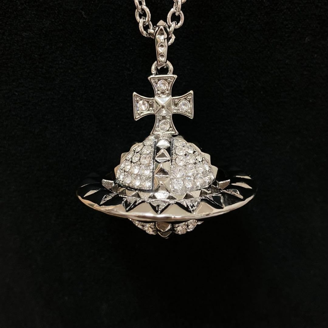 Vivienne Westwood Mayfair Orb Necklace Silver Large Top 4.2cm With Pouch