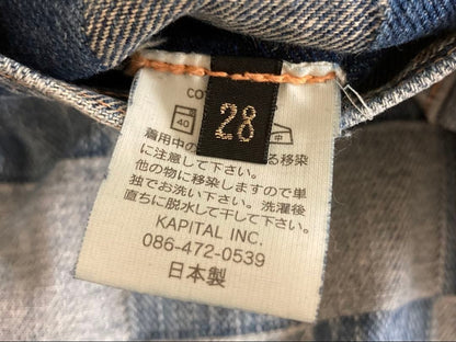 KAPITAL Ichimatsu Patchwork Denim Pants 28 Used Blue Jeans JAPAN