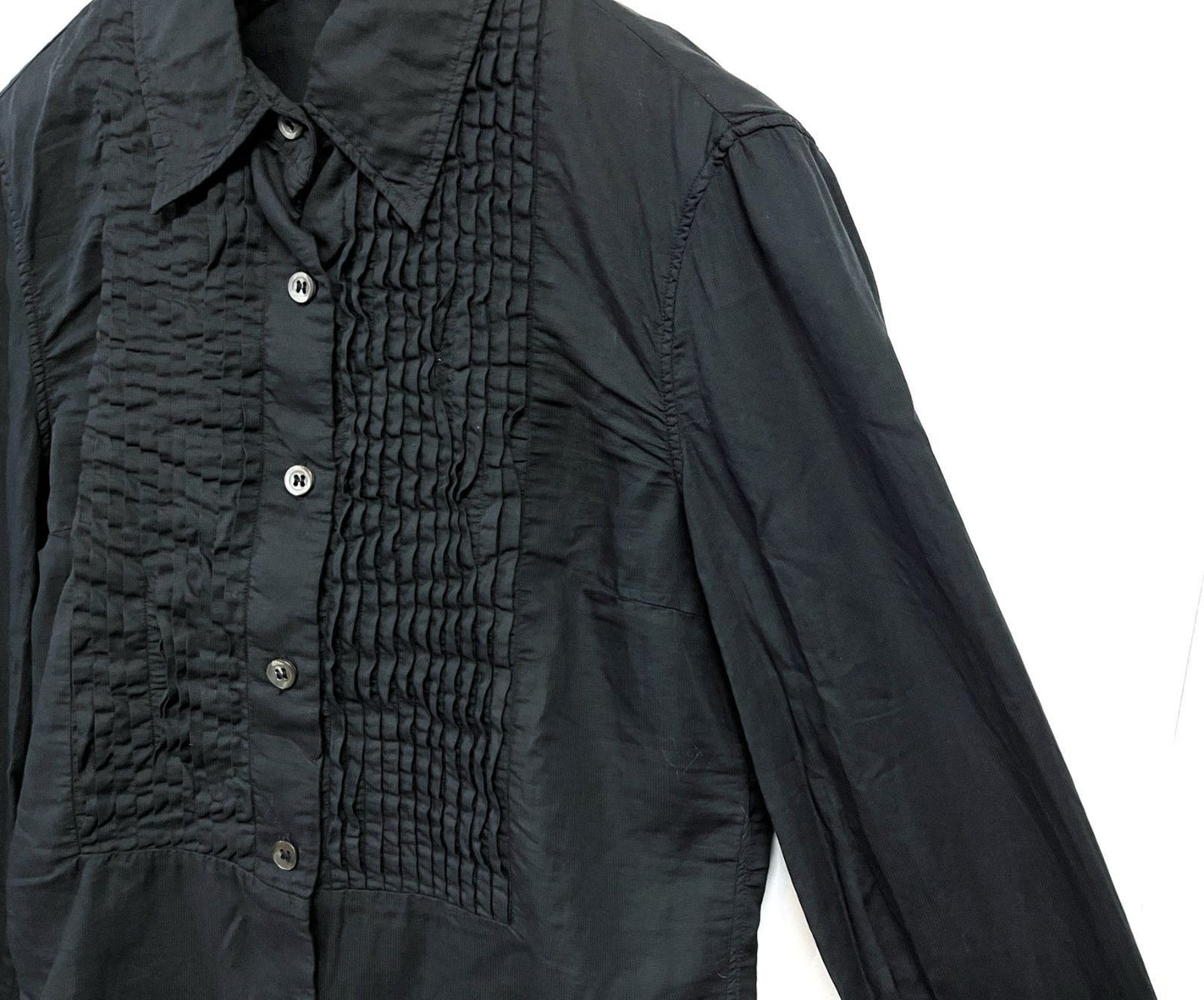 Ann Demeulemeester Frill Long Sleeve Blouse Black Size 36 Deadstock From Japan