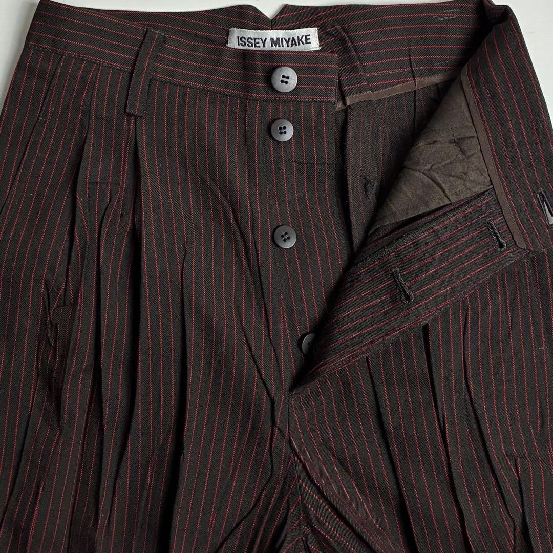 Issey Miyake 90s Archive Pleated Suit Set Brown Red Wool Japan Rare