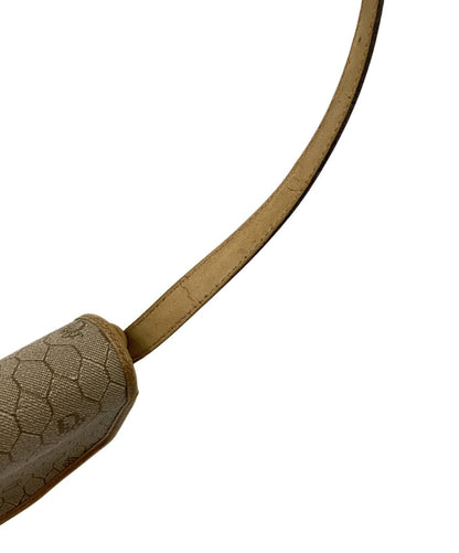 Dior Honeycomb Shoulder Crossbody Bag Beige Canvas Leather Vintage Auth 115534