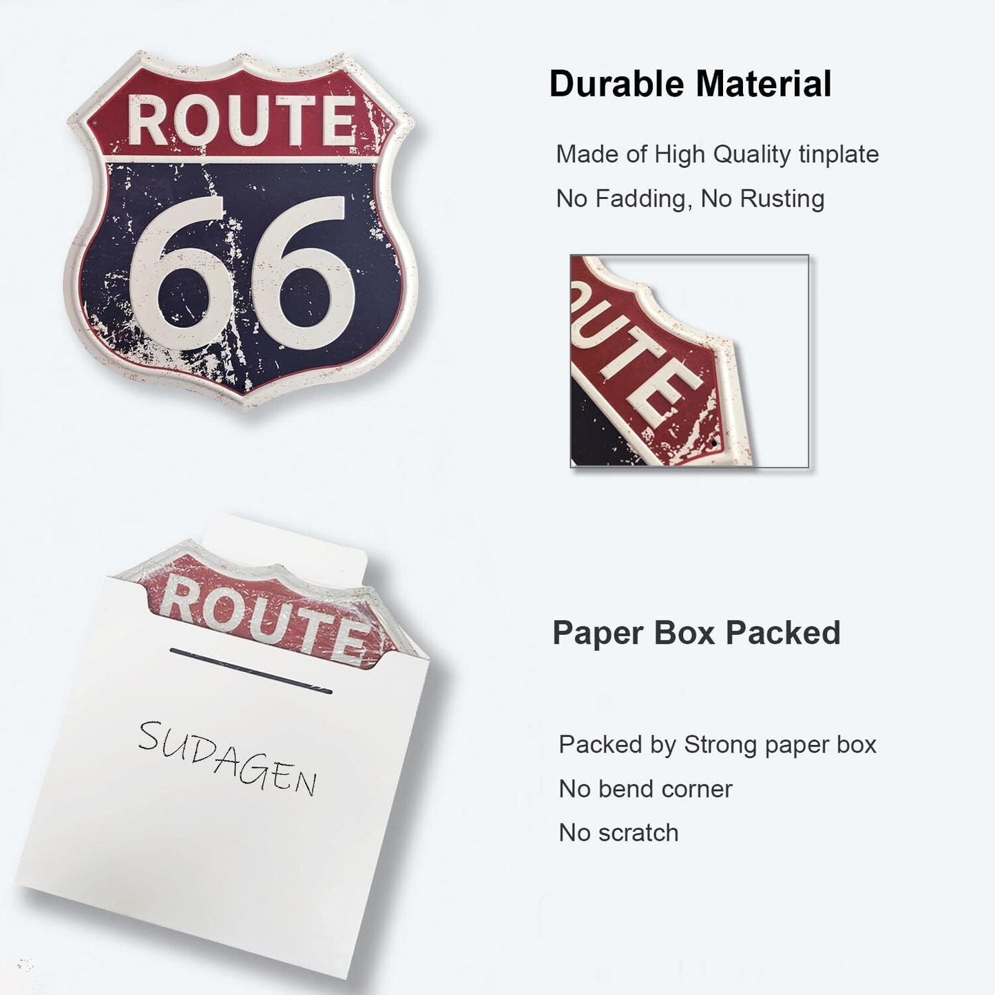 SUDAGEN Route 66 shield tinplate art sign history retro vintage classic