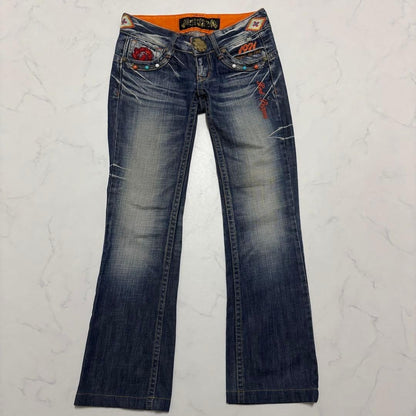 RED PEPPER Jeans Denim Embroidery Size 25 Low Waist Country Style