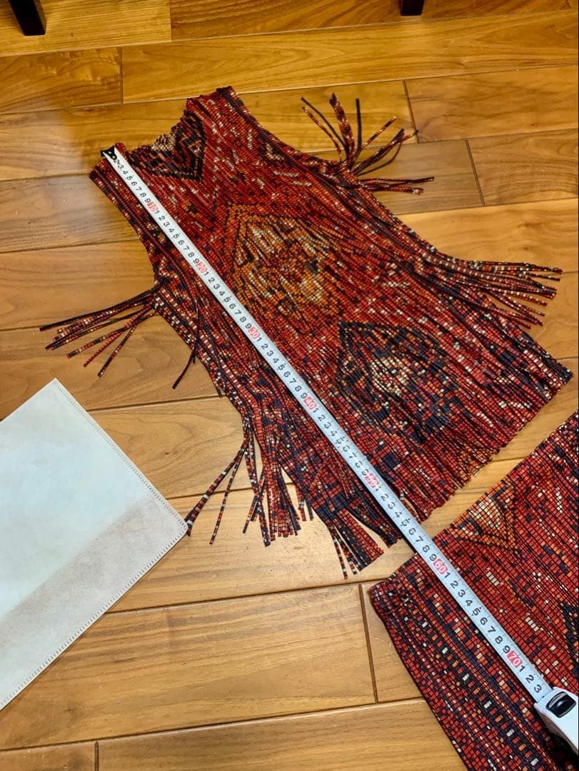ISSEY MIYAKE PLEATS PLEASE Print Fringe Sleeveless Top Long Skirt Set Up from JP
