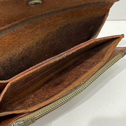 Phigvel Leather Trucker Wallet Brown Long Currency Clip Used