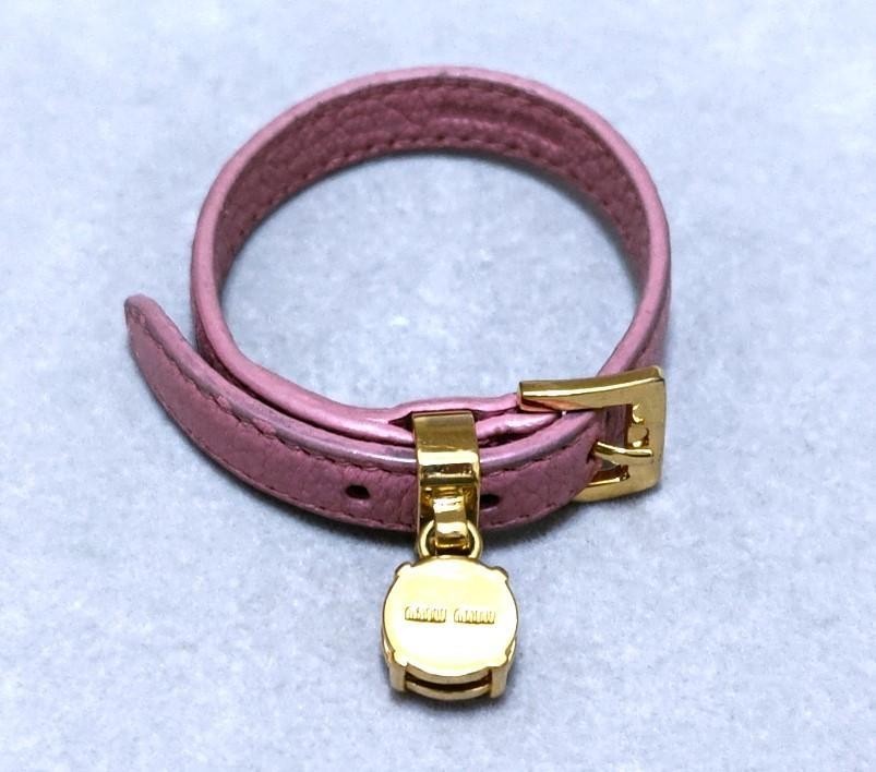 MIU MIU Large Stone Leather Bracelet 41090