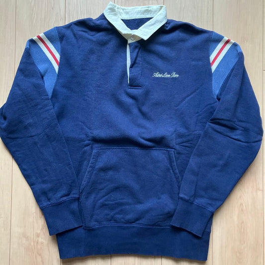 Aime Leon Dore Navy Sweat Polo Shirt Size L with Logo Embroidery A624