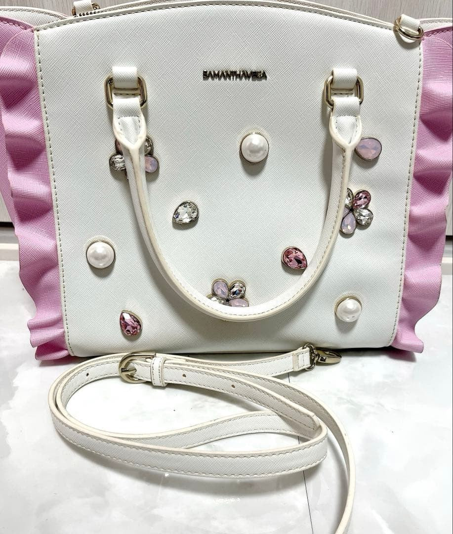 Samantha Vega Cardcaptor Sakura Collaboration Frill 2Way Bag White Pink Leather