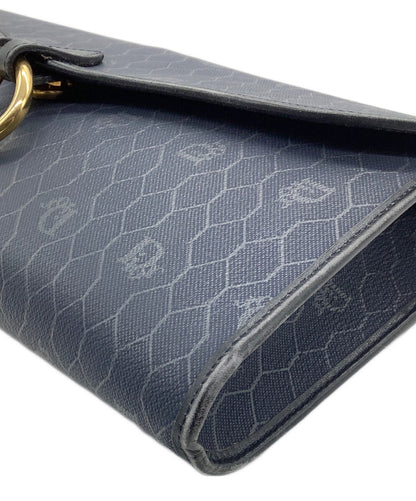 Dior Honeycomb Shoulder Crossbody Bag Navy Canvas Leather Vintage Authentic