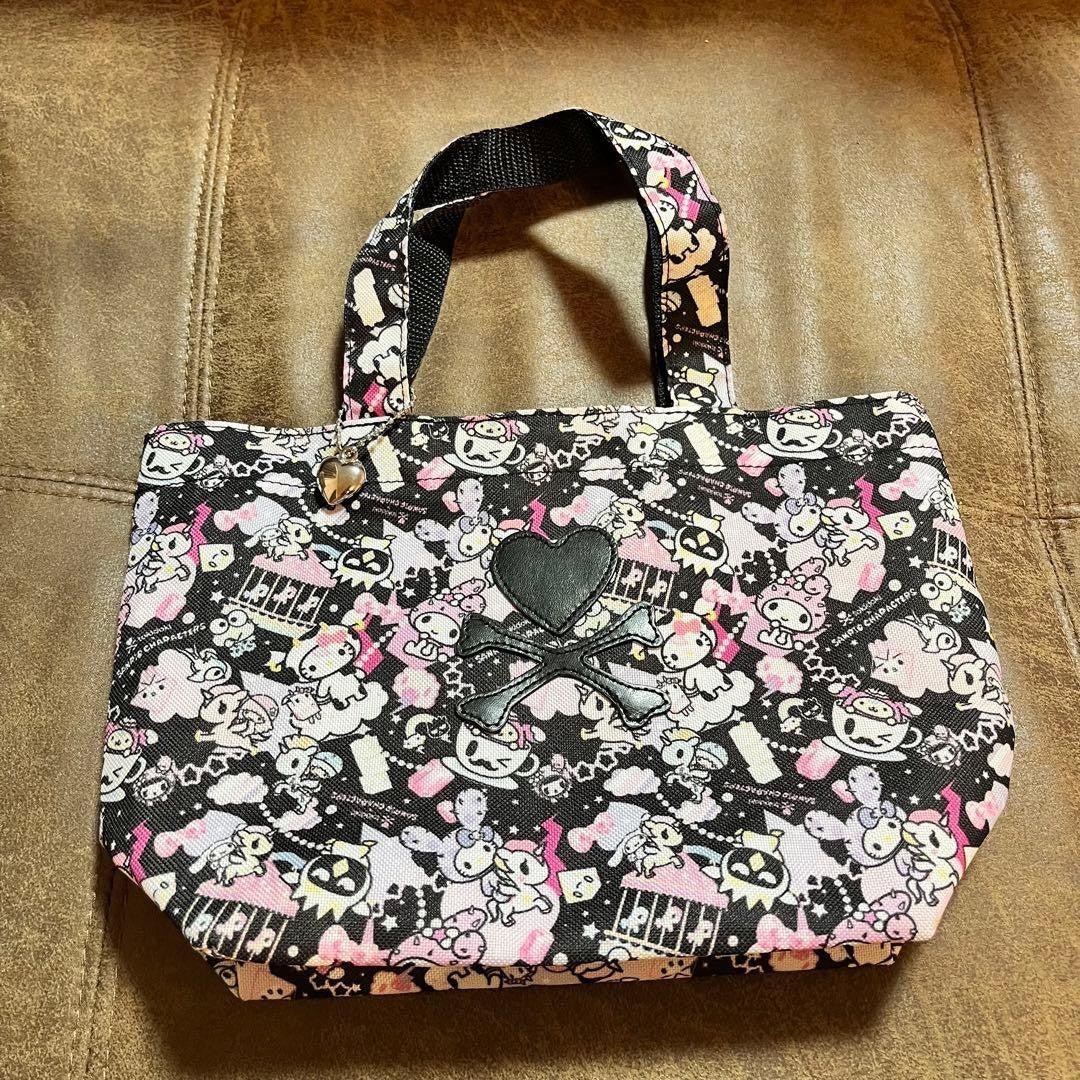 Sanrio Tokidoki Mini Bag Handbag Black Allover Character Pattern Compact Cute