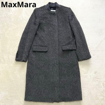 Max Mara White Tag Long Coat Shaggy Alpaca/Wool Size:40/US:6 Gray 141930K Authen