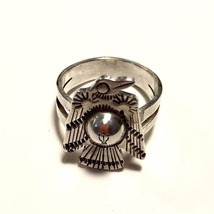Indian jewelry Thunderbird silver ring, US size 8