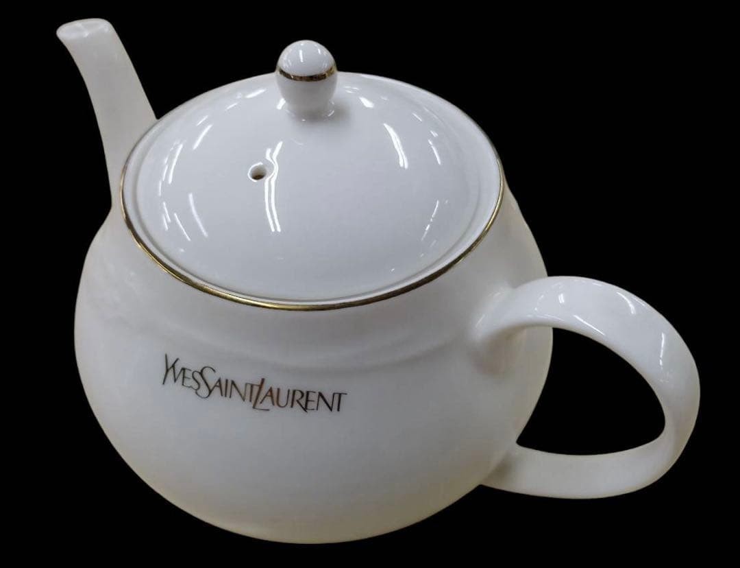 Yves Saint Laurent Porcelain Yamaka Tes Pot Trio Cup Saucer Plate Pair Set