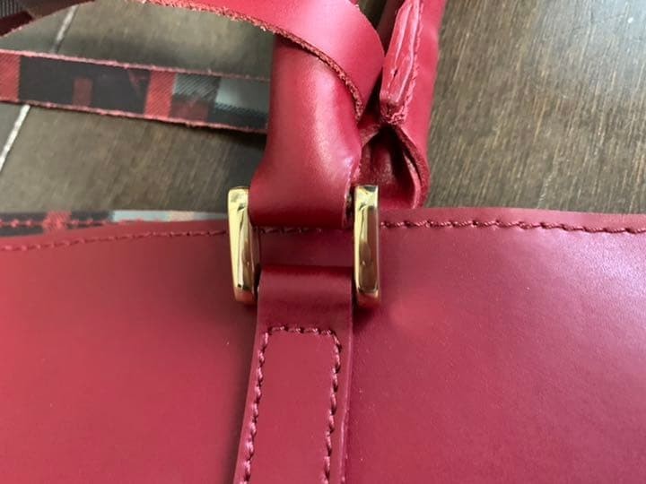 Spick and Span Red Leather Tote Bag A4 Size Genuine Leather Stylish Authentic