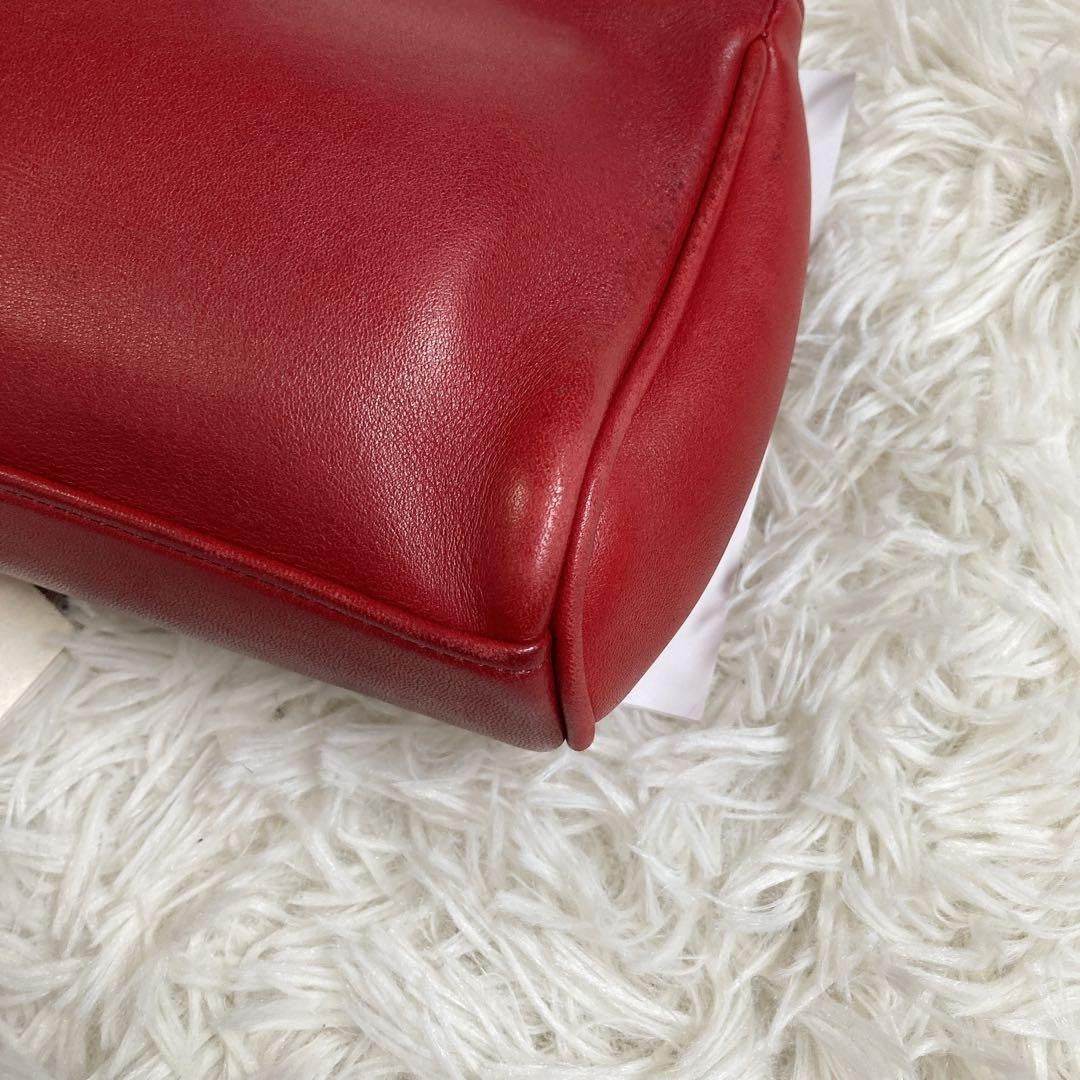 Rare COACH Vintage Turn Lock Red Leather 2 Way Shoulder Hand Crossbody Bag Auth
