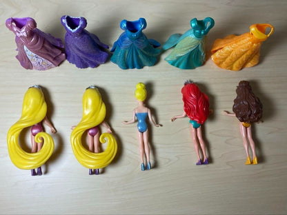 Magic Clip Disney Princess 9pcs Set Mattel DressUp Dolls