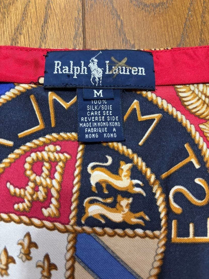 Ralph Lauren medal print knee length wrap skirt Rare vintage Collection ued