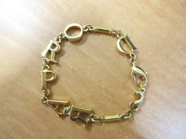 Authentic Christian Dior DIOR PARIS Logo Bracelet Gold Tone GP Vintage Jewelry