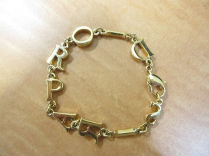 Authentic Christian Dior DIOR PARIS Logo Bracelet Gold Tone GP Vintage Jewelry