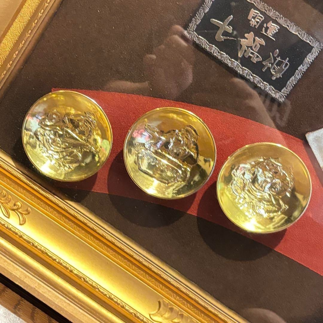 Seven Lucky Gods Fan Gold Cup 24KGP Wall Hanging Ornament