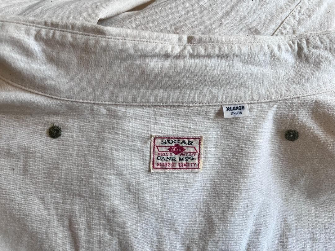 SUGAR CANE 5oz Chambray Work Shirt Size XL White Double Shoulder Rare Japan