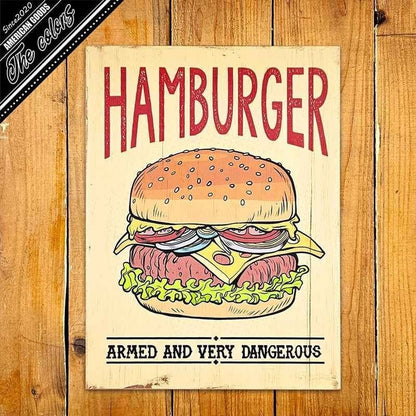 American miscellaneous goods Wooden board Hamburger Wooden signboard