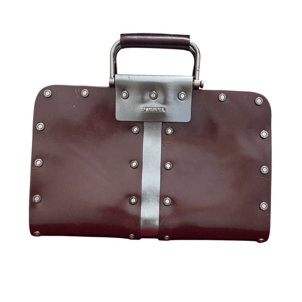 DIESEL Leather 2-Way Boston Bag/Handbag/Shoulder Bag in Bordeaux Women USED