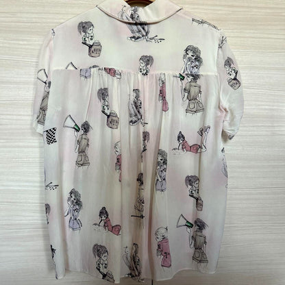 MIUMIU illustration print short sleeve silk shirt 36 collection F/S from Japan