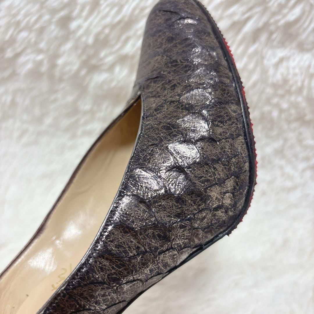 Rare Christian Louboutin Python Metallic Pumps Size 36 US 6 Red Sole Heels