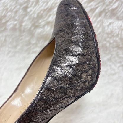 Rare Christian Louboutin Python Metallic Pumps Size 36 US 6 Red Sole Heels