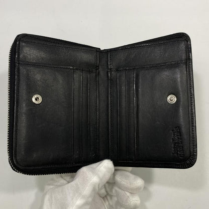 Jean Paul Gaurtier Dragon Embossed Bifold Wallet Black Leather Zip Around Men's