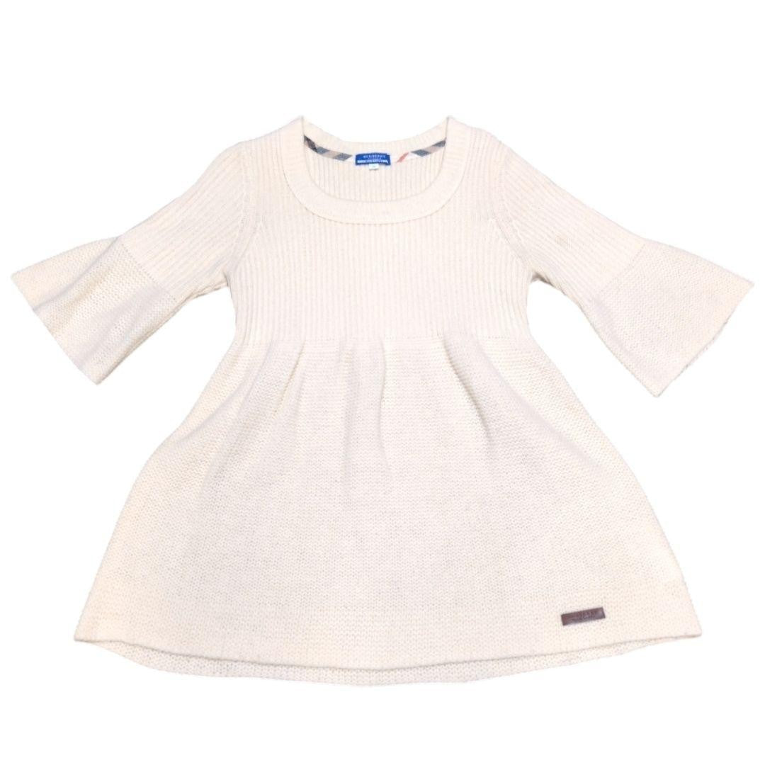 Burberry Blue Label Knit A-line Dress Flare Sleeves Ivory Used