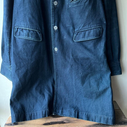 45rpm/45R Denim Coat Long Jacket Japan Made Vintage Dark Blue 3 Pockets Unisex